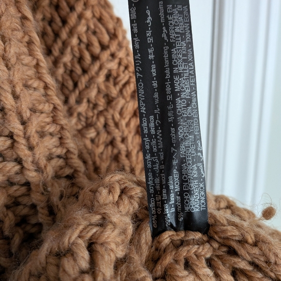 Zara oversized chunky knit sweater turtleneck brown medium - Picture 6 of 10